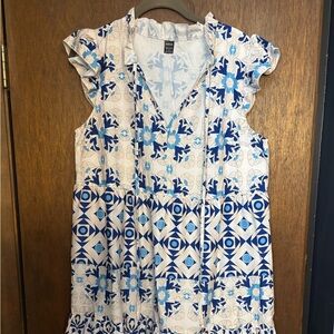 Floral Blue and White Dress